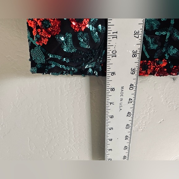 Leslie Fay Sequin Dress Floral Black Red Roses Sleeveless SZ 16 NWT - Picture 15 of 16